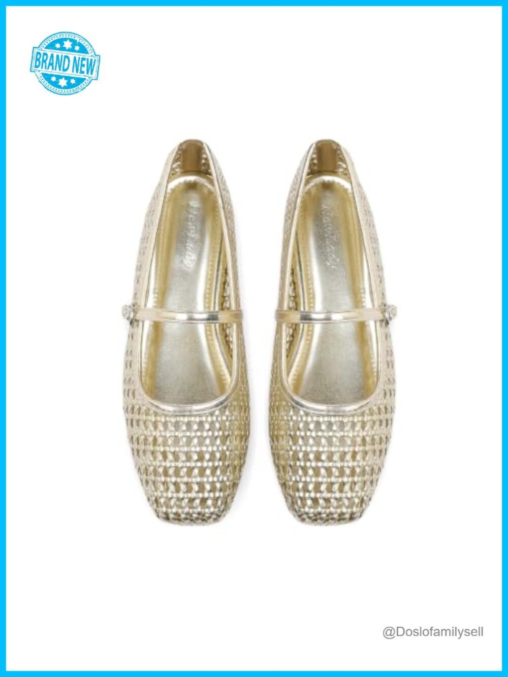 Woven Mesh Mary Jane Flats Square Toe Adjustable Buckle Women's Dressy Walking